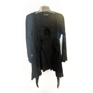 My Pretty Angel Black Lace Flower Tunic Vampire Whimsy Goth Size Small.    U